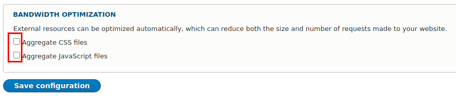 Bandwidth optimization settings