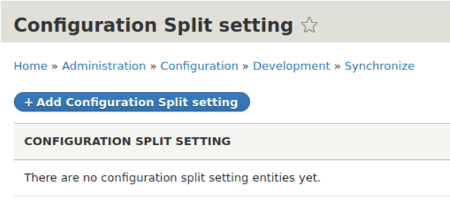 Configuration split settings page